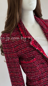 CHANEL 01A Red Pink Tweed Jacket Dress 38 40 シャネル レッド・ツイード・ジャケット・スーツ 即発