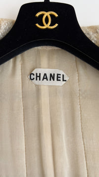 CHANEL Haute Couture Beige Creme Tweed Jacket 38 シャネル オートクチュール・ベージュ・クリーム・ツイード・ジャケット②即発