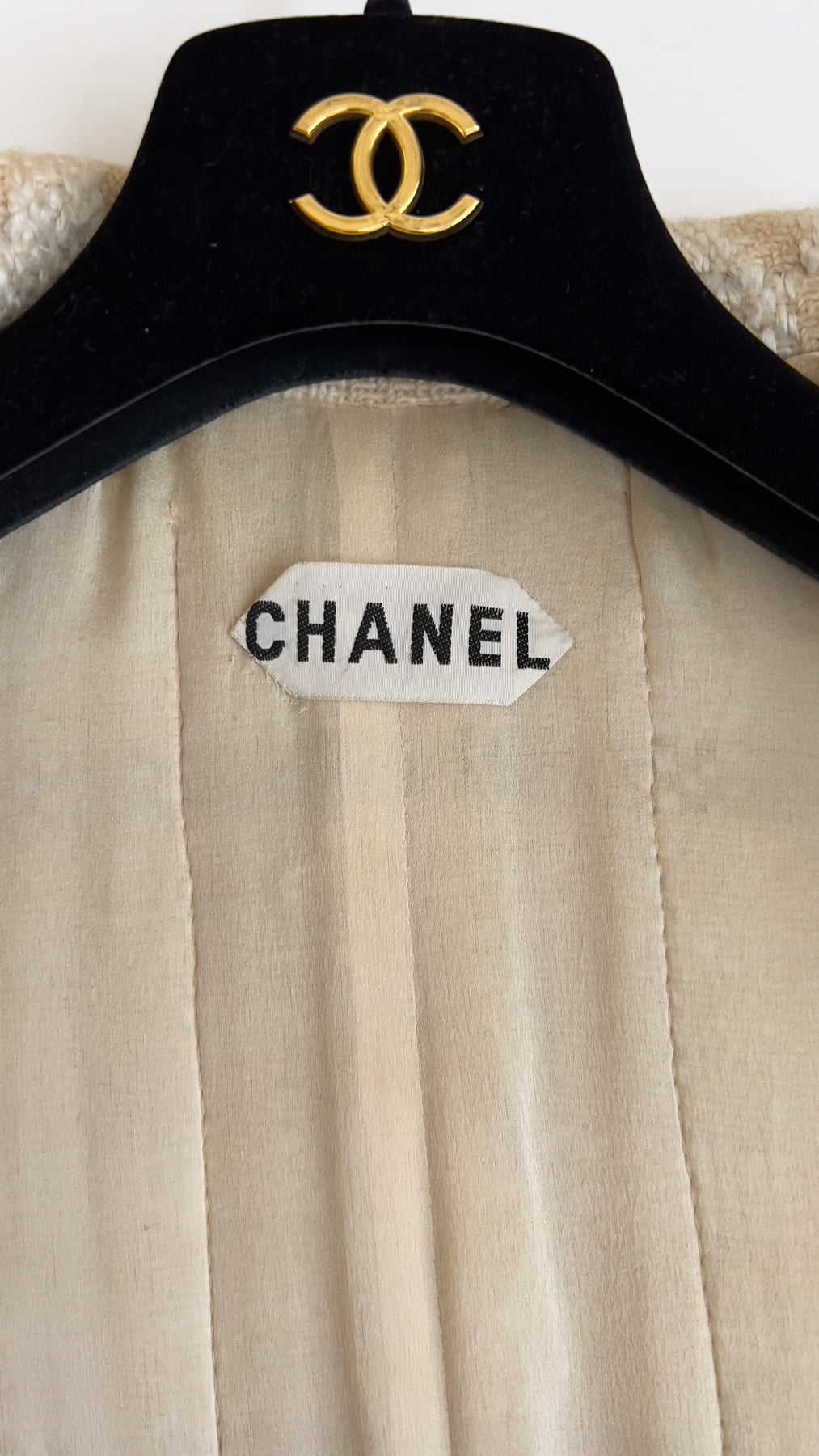 CHANEL Haute Couture Beige Creme Tweed Jacket 38 シャネル オートクチュール・ベージュ・クリーム・ツイード・ジャケット②即発