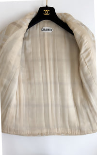CHANEL Haute Couture Beige Creme Tweed Jacket 38 シャネル オートクチュール・ベージュ・クリーム・ツイード・ジャケット②即発