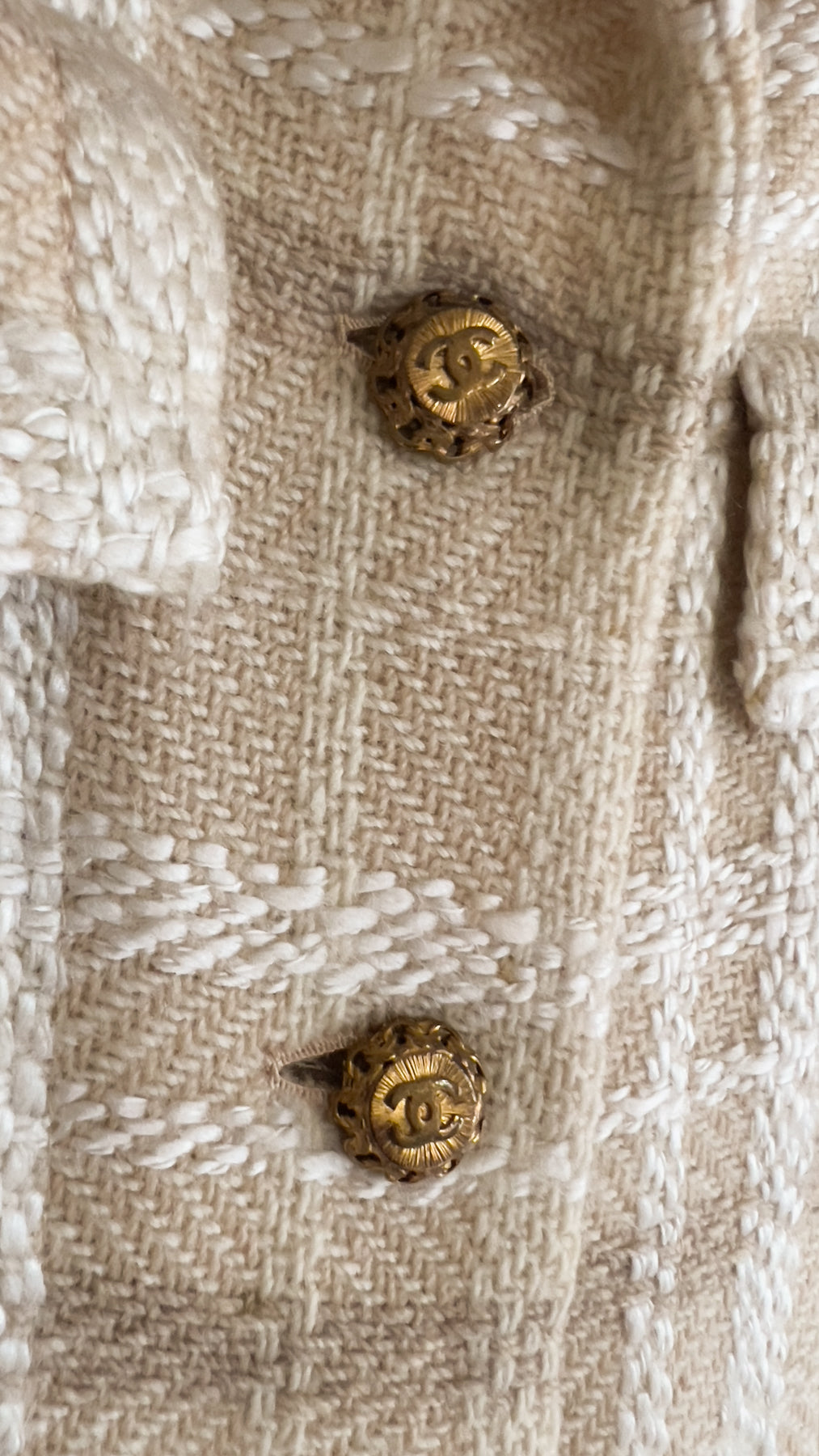 CHANEL Haute Couture Beige Creme Tweed Jacket 38 シャネル オートクチュール・ベージュ・クリーム・ツイード・ジャケット②即発
