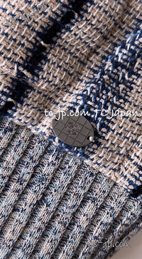 CHANEL 01S Beige Navy Knit Sequin Vest Tops 38 シャネル ベージュ ネイビー スパンコール ニット ベスト トップス 即発