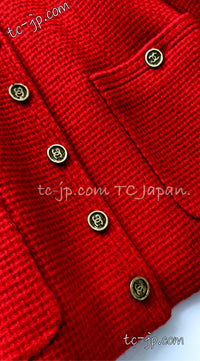 CHANEL 91A Vintage Red Wool Gold CC Button Jacket 42 シャネル ヴィンテージ レッド ウール ゴールド CC ココ ボタン ジャケット 即発