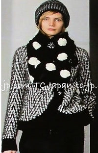 CHANEL 10A White Black Wool Mohair Alpaca Knit Cardigan 34 シャネル モヘア・アルパカ・ウール・カーディガン 即発