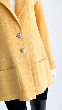 CHANEL 99C Soft Yellow CC Buttons Wool Tweed Jacket 38 40 シャネル ソフトイエロー・CCボタン・ウール・ジャケット 即発