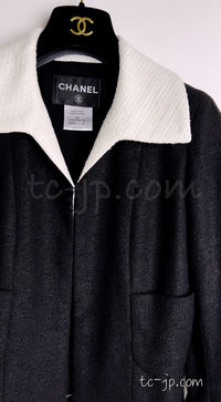 CHANEL 09S Black Ivory Two Tone Color Jacket Dress Carla Bruni 36 38 シャネル ブラック アイボリー  黒白 ツートンカラー ジャケット ワンピース 定番 即発