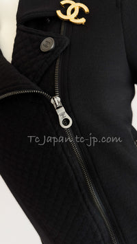 CHANEL 10S Black Riders Zipper Knit Wool Jacket 38 シャネル ブラック・ライダース・ジッパー・ニット・ウール・ジャケット 即発