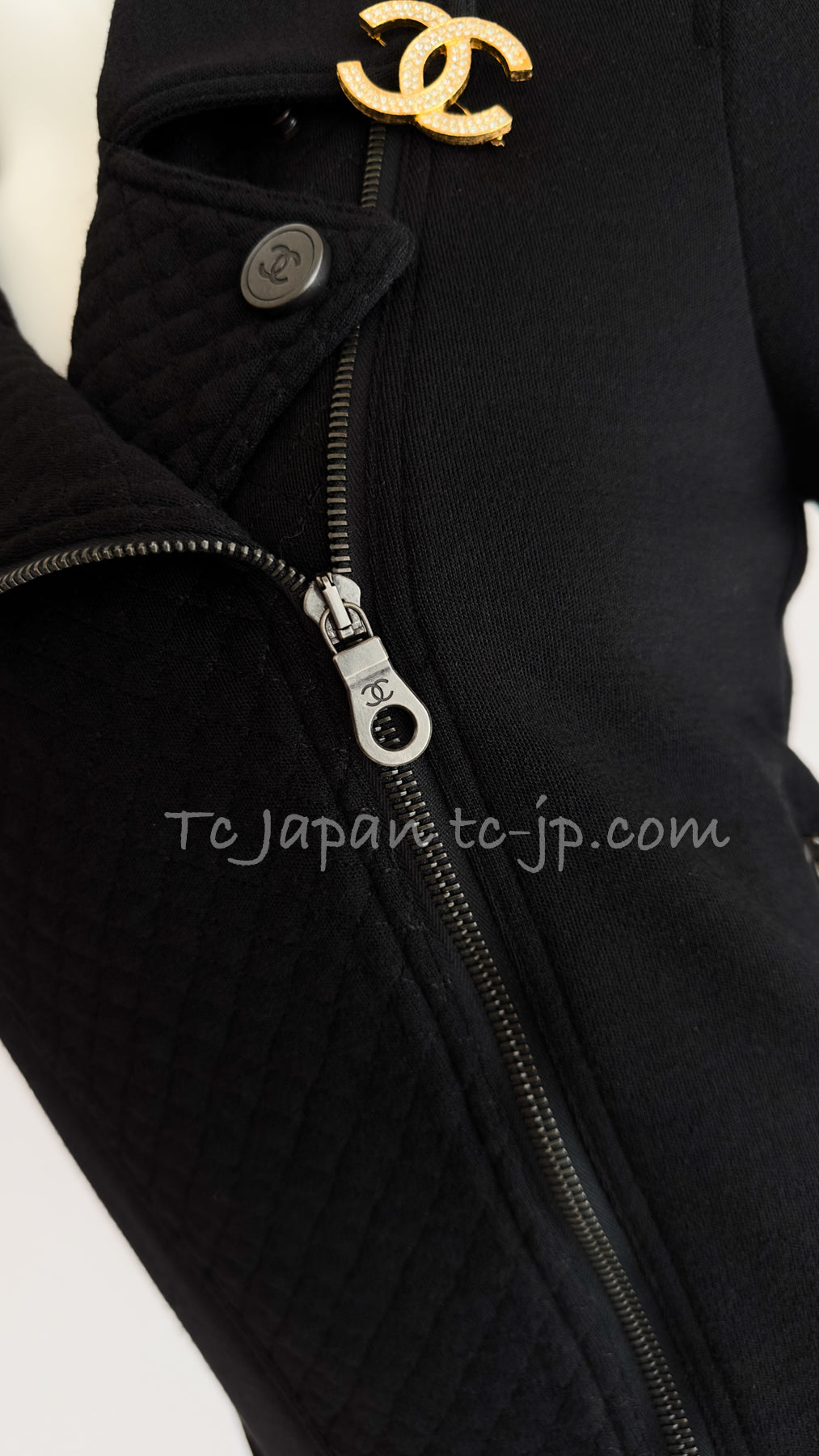 CHANEL 10S Black Riders Zipper Knit Wool Jacket 38 シャネル ブラック・ライダース・ジッパー・ニット・ウール・ジャケット 即発