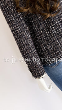 CHANEL 06S Gray Beige CC Logo Tweed Jacket Skirt Suit 38 シャネル CCロゴ グレー ベージュ ツイード ジャケット スカート スーツ 即発