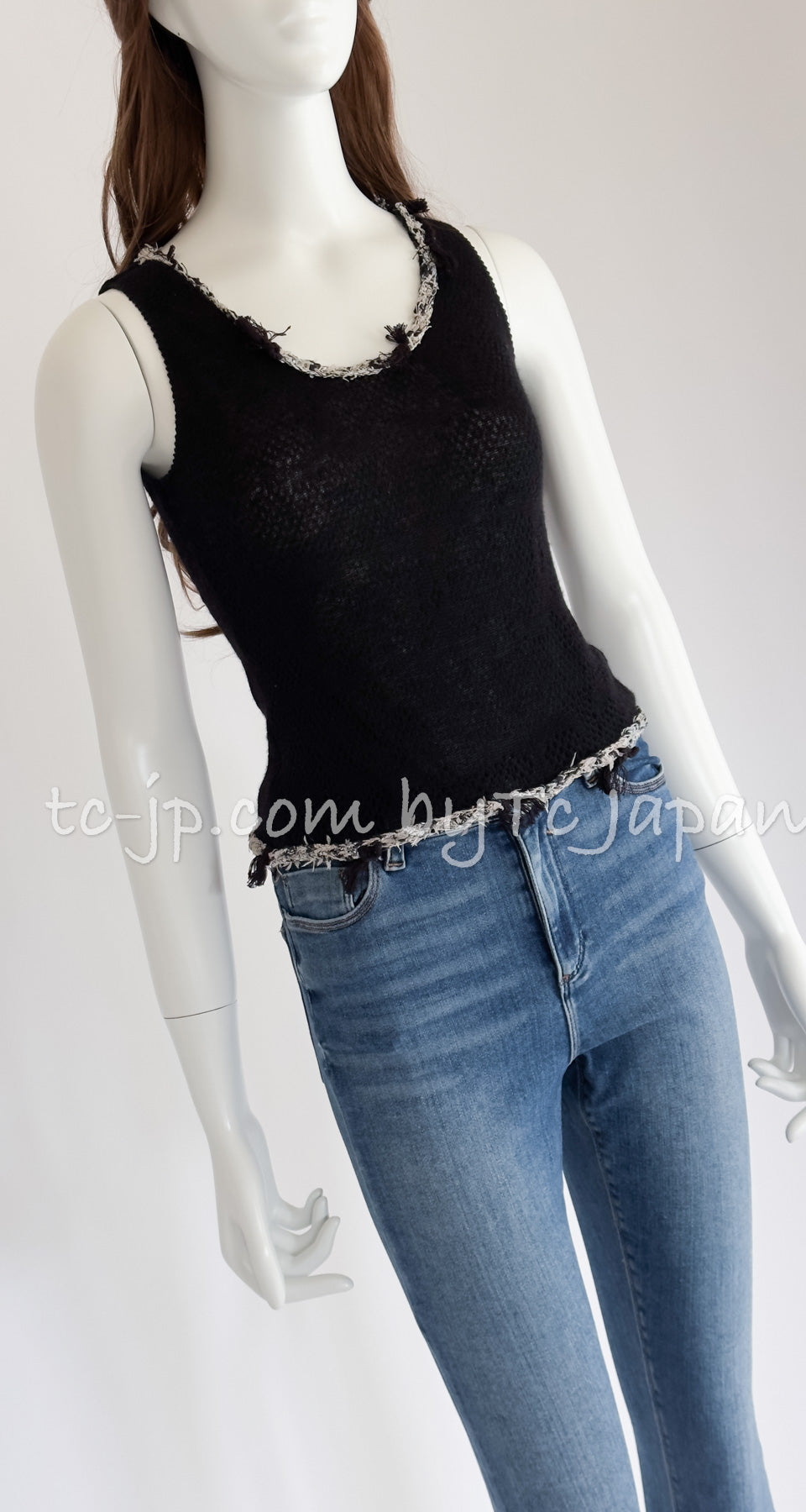 CHANEL 05C Black CC Logo Cashmere Cardigan Tops 36 38 シャネル ブラック CCロゴ カシミア カーディガン トップス 即発