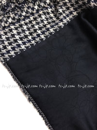 CHANEL 07S Black Gray Houndstooth Fringe Silk Linen Wool Tweed Jacket 34 36 シャネル ブラック グレー フリンジ ツイード ジャケット 千鳥格子 即発