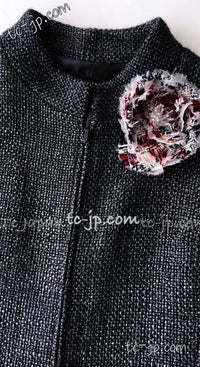 CHANEL 00A Dark Gray Zipper Setup Vest Skirt 34 36 シャネル 訳あり!ダークグレー・ジップアップ・ベスト・セットアップ・スカート 即発