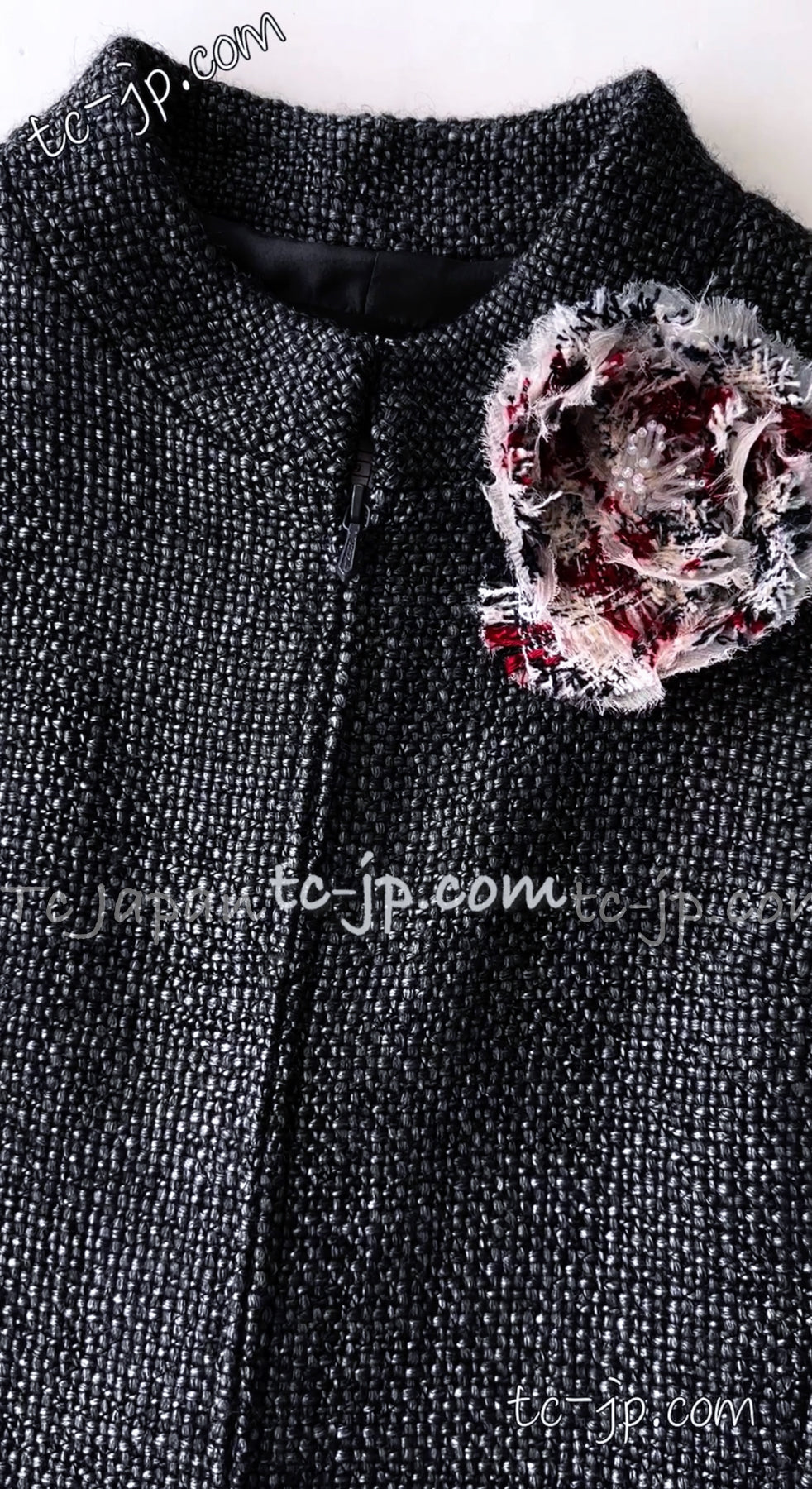 CHANEL 00A Dark Gray Zipper Setup Vest Skirt 34 36 シャネル 訳あり!ダークグレー・ジップアップ・ベスト・セットアップ・スカート 即発