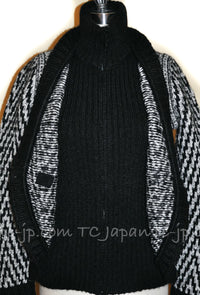CHANEL 10A Black Ivory Wool Mohair Alpaca Knit Cardigan 34 シャネル ブラック アイボリー モヘア アルパカ ウール カーディガン 即発