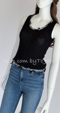 CHANEL 05C Black CC Logo Cashmere Cardigan Tops 36 38 シャネル ブラック CCロゴ カシミア カーディガン トップス 即発