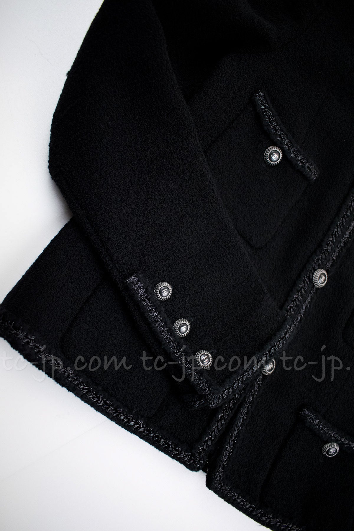 CHANEL 08A Little Black Jacket Tweed Wool 34 36 シャネル リトル ブラック ジャケット ツイード ウール 即発
