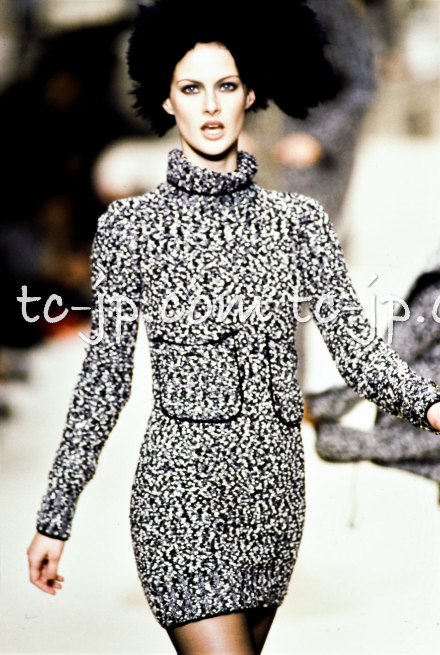 CHANEL 94A Black White Cardigan Jacket & Dress Set 38 シャネル ブラック・ホワイト・カーディガン・ジャケット&ワンピース 即発