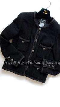 CHANEL 08A Little Black Jacket Tweed Wool 34 36 シャネル リトル ブラック ジャケット ツイード ウール 即発