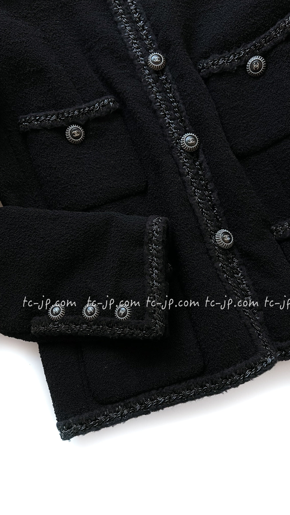CHANEL 08A Little Black Jacket Tweed Wool 34 36 シャネル リトル ブラック ジャケット ツイード ウール 即発