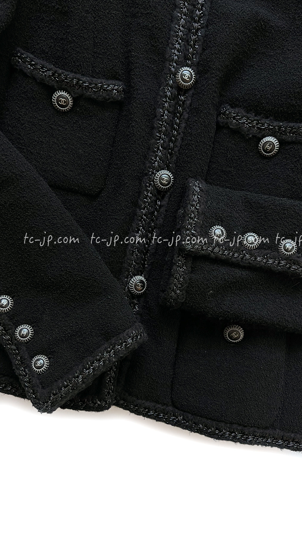 CHANEL 08A Little Black Jacket Tweed Wool 34 36 シャネル リトル ブラック ジャケット ツイード ウール 即発