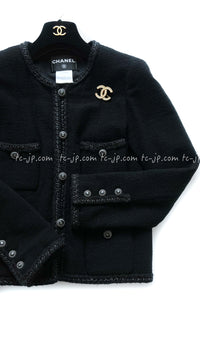 CHANEL 08A Little Black Jacket Tweed Wool 34 36 シャネル リトル ブラック ジャケット ツイード ウール 即発