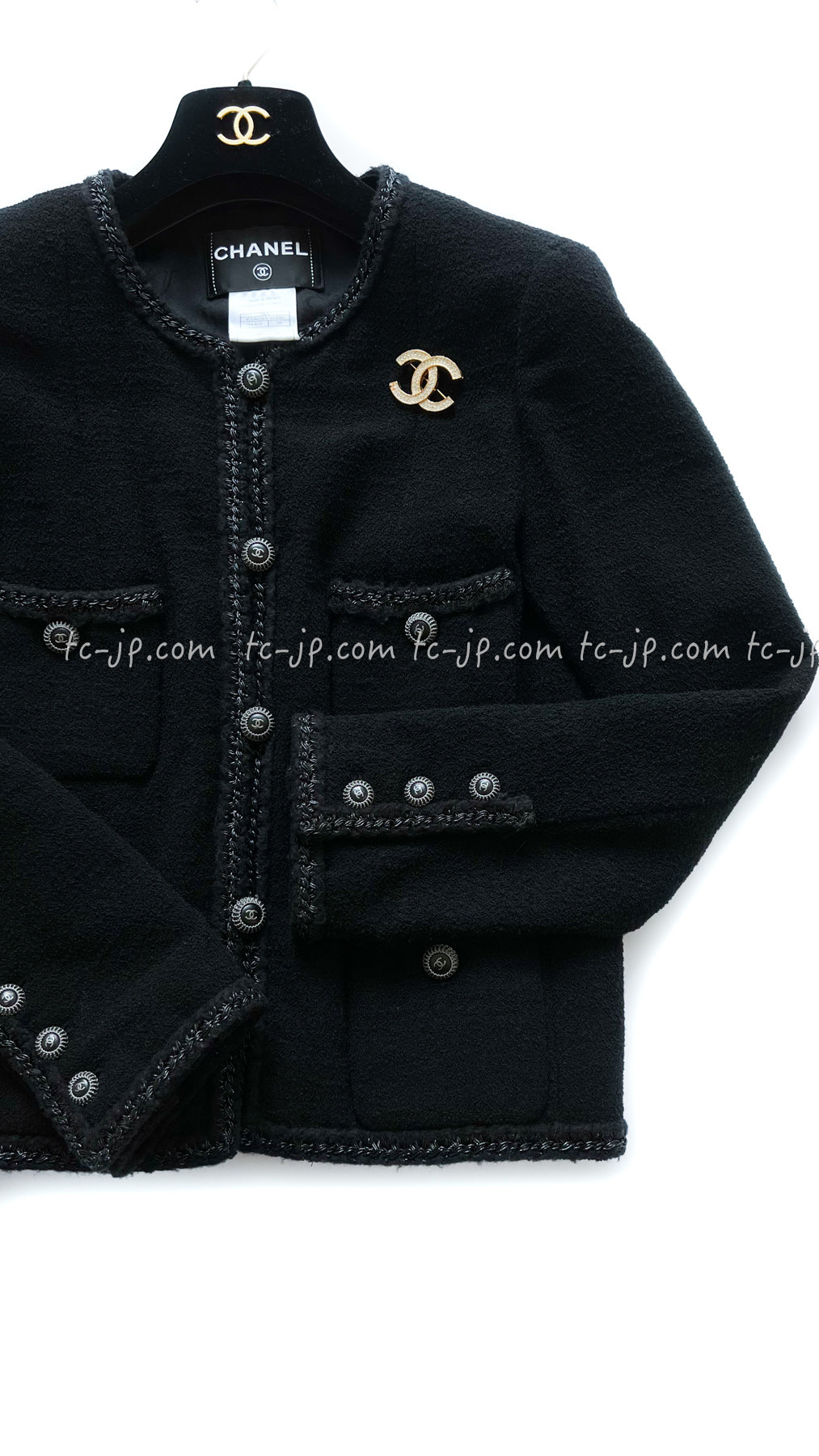 CHANEL 08A Little Black Jacket Tweed Wool 34 36 シャネル リトル ブラック ジャケット ツイード ウール 即発