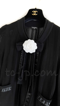 CHANEL 07S Ribbon Trim Black Cardigan Jacket 34 36 シャネル リボン・トリム・ブラック・ニット ボレロ カーディガン 即発