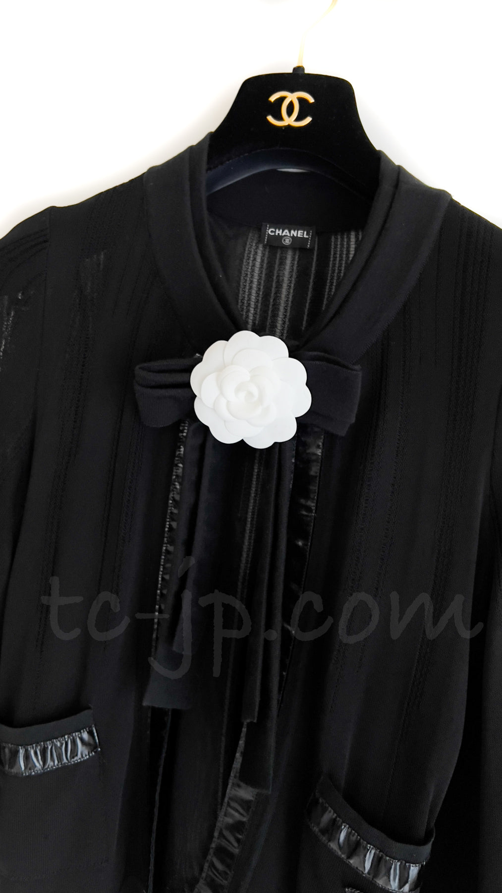 CHANEL 07S Ribbon Trim Black Cardigan Jacket 34 36 シャネル リボン・トリム・ブラック・ニット ボレロ カーディガン 即発