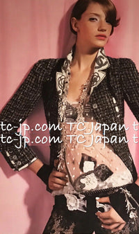 CHANEL 06S Gray Beige CC Logo Tweed Jacket Skirt Suit 38 シャネル CCロゴ グレー ベージュ ツイード ジャケット スカート スーツ 即発
