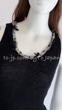 CHANEL 05C Black CC Logo Cashmere Cardigan Tops 36 38 シャネル ブラック CCロゴ カシミア カーディガン トップス 即発