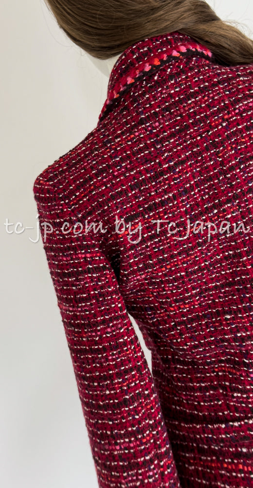 CHANEL 01A Red Wool Tweed Jacket 34 36 38 40 シャネル レッド ウール ツイード ジャケット 即発