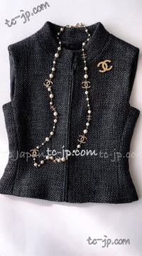 CHANEL 00A Dark Gray Zipper Setup Vest Skirt 34 36 シャネル 訳あり！ダークグレー・ジップアップ・ベスト・セットアップ・スカート 即発