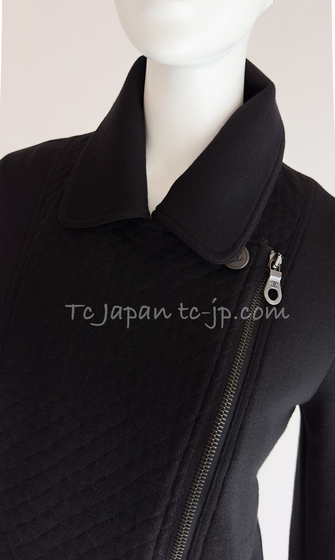 CHANEL 10S Black Riders Zipper Knit Wool Jacket 38 シャネル ブラック・ライダース・ジッパー・ニット・ウール・ジャケット 即発