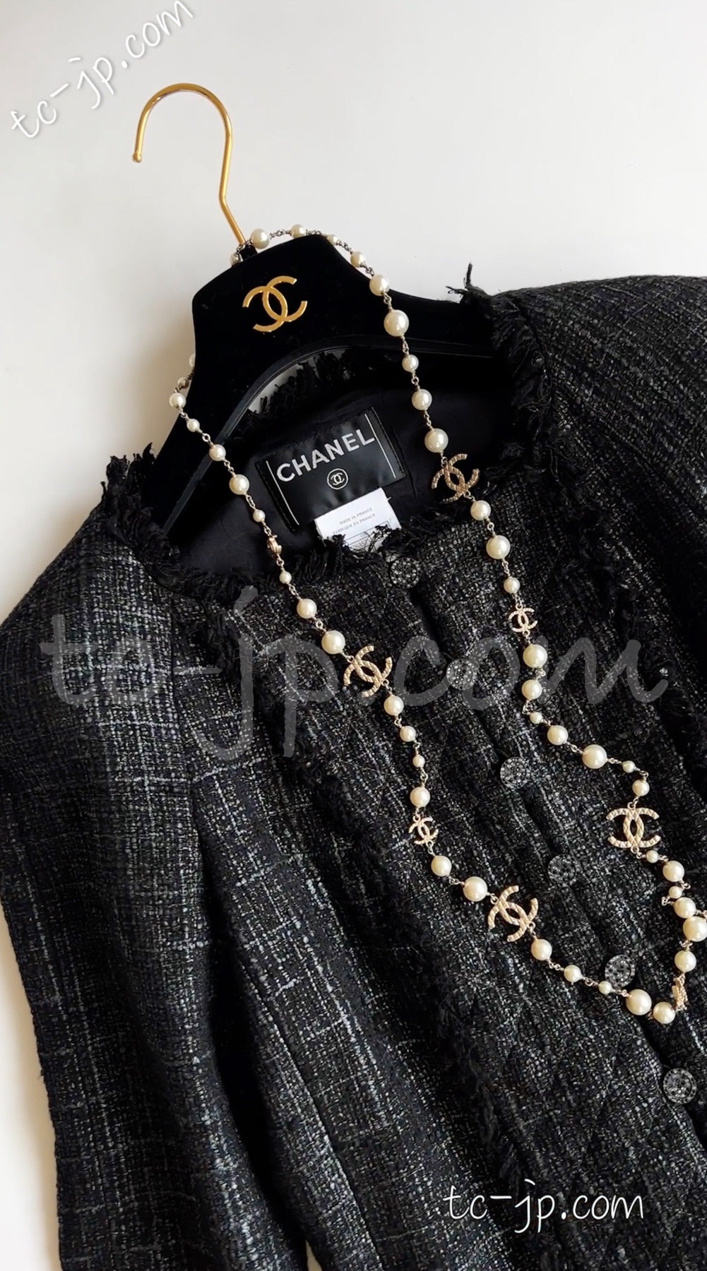 CHANEL 05PF Black Gary Fringe Trim Tweed Jacket 38 40 シャネル ブラック グレー フリンジトリム ツイード ジャケット 即発