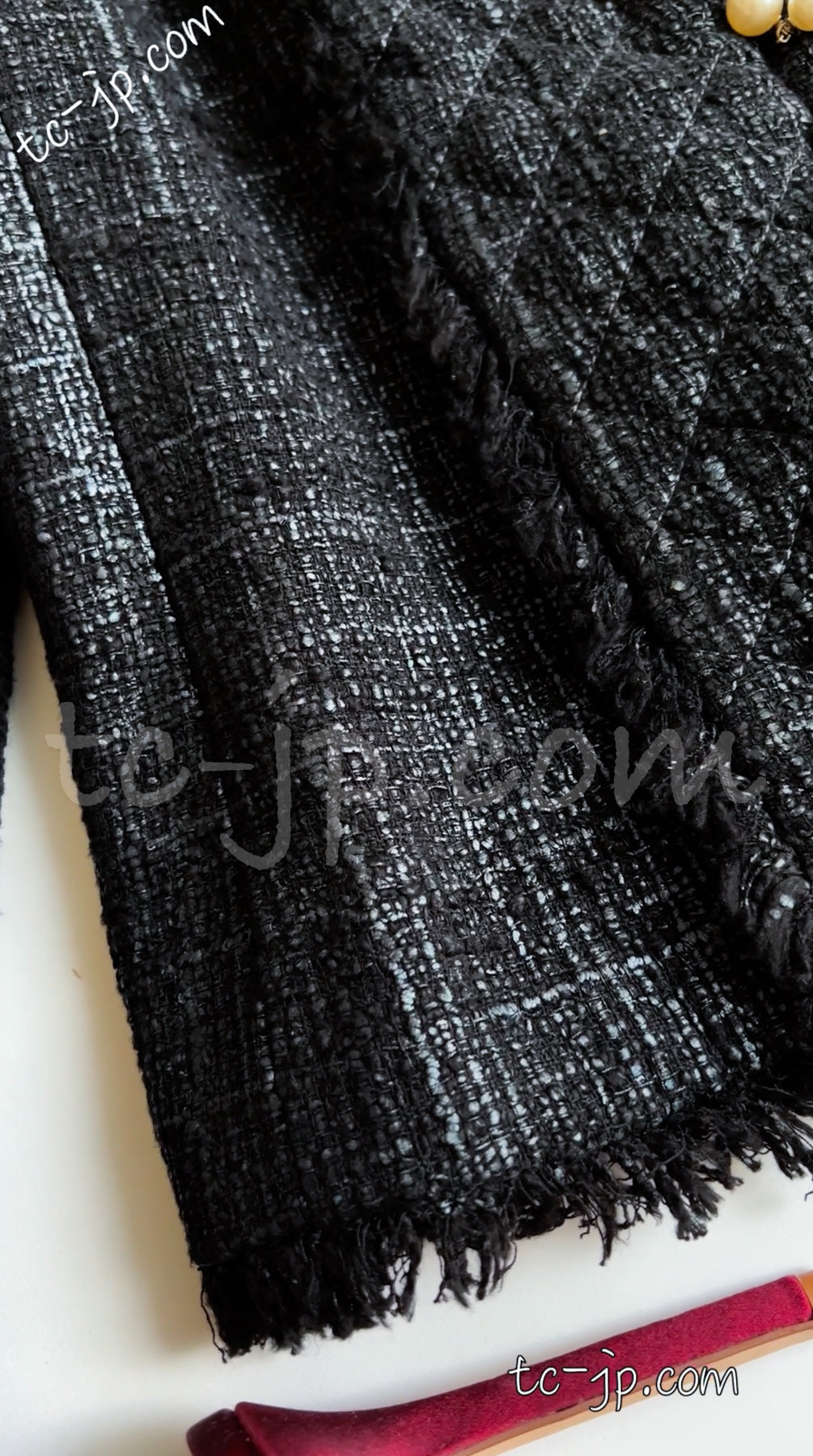 CHANEL 05PF Black Gary Fringe Trim Tweed Jacket 38 40 シャネル ブラック グレー フリンジトリム ツイード ジャケット 即発
