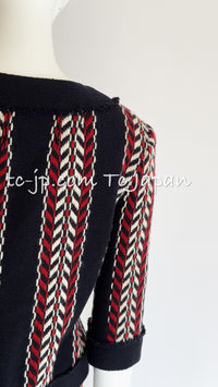 CHANEL 04A Red Navy Tricolor Zipper Tweed Jacket Skirt Suit 36 シャネル レッド ネイビー トリコロール ツイード ジャケット スカート スーツ 即発