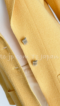 CHANEL 99C Soft Yellow CC Buttons Wool Tweed Jacket 38 40 シャネル ソフトイエロー・CCボタン・ウール・ジャケット 即発