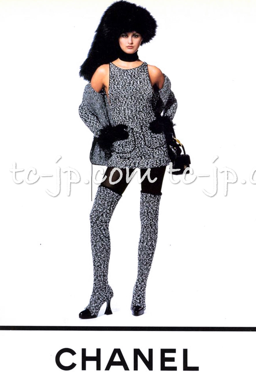 CHANEL 94A Black White Cardigan Jacket & Dress Set 38 シャネル ブラック・ホワイト・カーディガン・ジャケット&ワンピース 即発