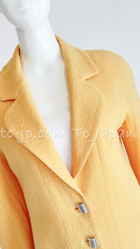 CHANEL 99C Soft Yellow CC Buttons Wool Tweed Jacket 38 40 シャネル ソフトイエロー・CCボタン・ウール・ジャケット 即発