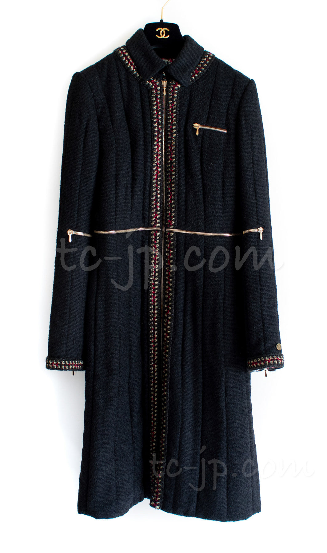 CHANEL 10PF Black Wool Zip Pocket Coat 34 シャネル ウール・ジッパー・コート 即発
