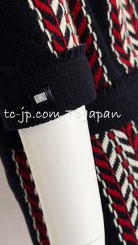CHANEL 04A Red Navy Tricolor Zipper Tweed Jacket Skirt Suit 36 シャネル レッド ネイビー トリコロール ツイード ジャケット スカート スーツ 即発