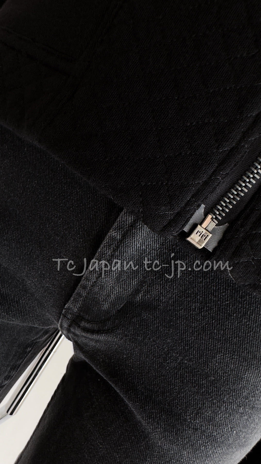 CHANEL 10S Black Riders Zipper Knit Wool Jacket 38 シャネル ブラック・ライダース・ジッパー・ニット・ウール・ジャケット 即発
