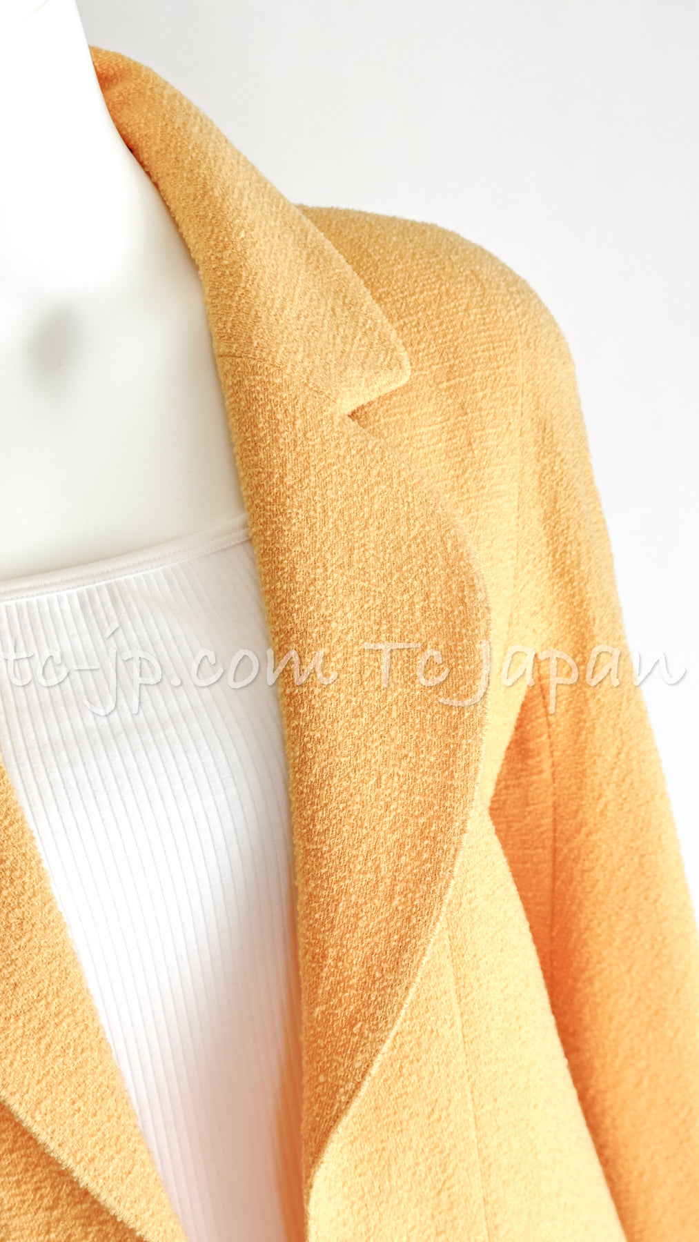 CHANEL 99C Soft Yellow CC Buttons Wool Tweed Jacket 38 40 シャネル ソフトイエロー・CCボタン・ウール・ジャケット 即発