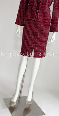 CHANEL 01A Red Pink Wool Tweed  Dress 38 40 シャネル レッド ピンク ウール ツイード ワンピース 即発