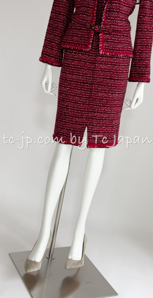 CHANEL 01A Red Pink Wool Tweed  Dress 38 40 シャネル レッド ピンク ウール ツイード ワンピース 即発