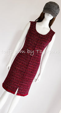 CHANEL 01A Red Pink Wool Tweed  Dress 38 40 シャネル レッド ピンク ウール ツイード ワンピース 即発