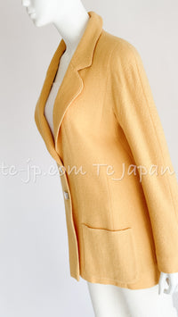 CHANEL 99C Soft Yellow CC Buttons Wool Tweed Jacket 38 40 シャネル ソフトイエロー・CCボタン・ウール・ジャケット 即発