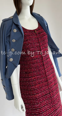 CHANEL 01A Red Pink Wool Tweed  Dress 38 40 シャネル レッド ピンク ウール ツイード ワンピース 即発