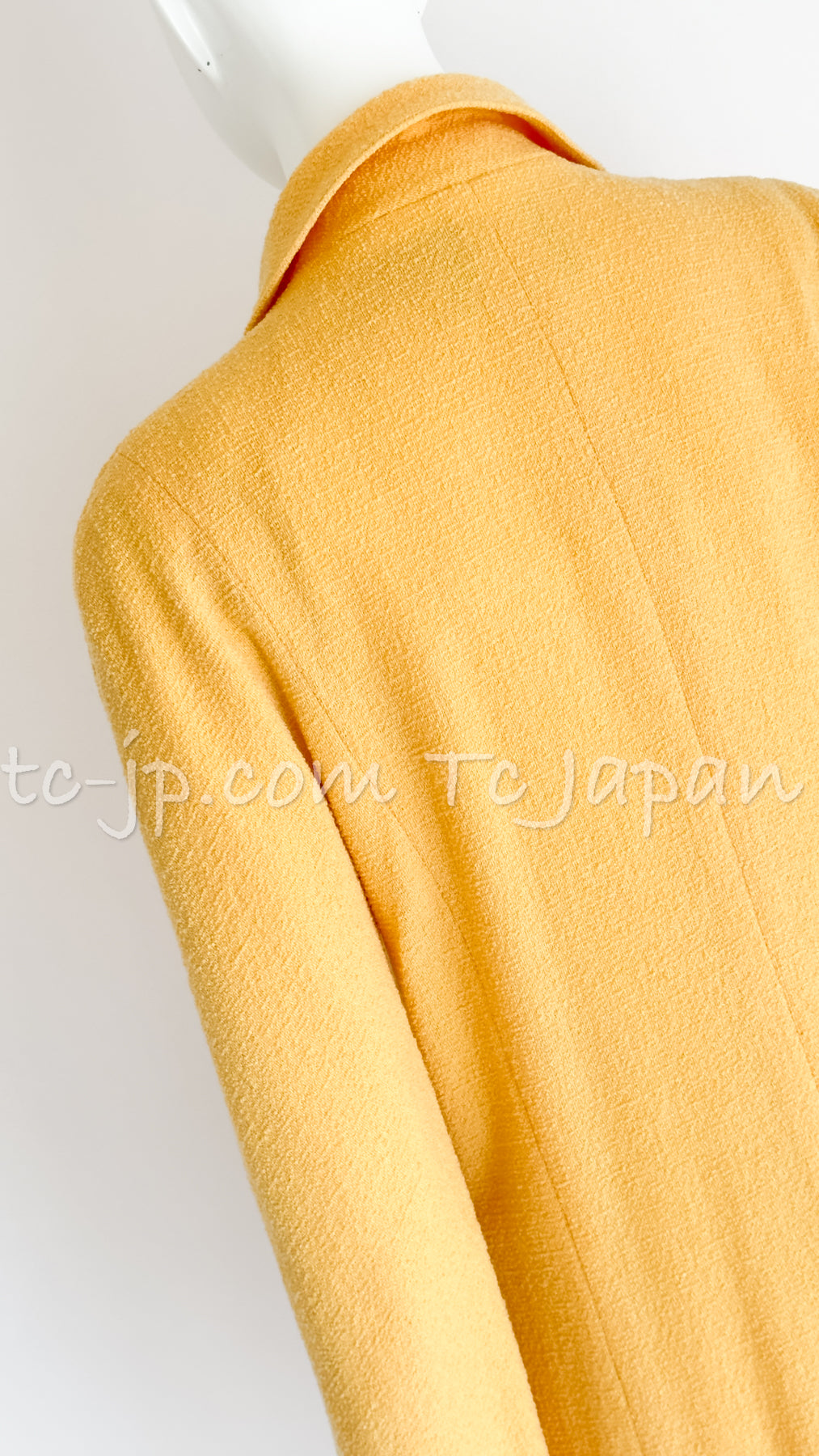 CHANEL 99C Soft Yellow CC Buttons Wool Tweed Jacket 38 40 シャネル ソフトイエロー・CCボタン・ウール・ジャケット 即発