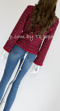 CHANEL 01A Red Pink Tweed Jacket Dress 38 40 シャネル レッド・ツイード・ジャケット・スーツ 即発